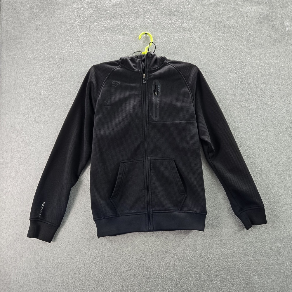 Fox Men Sweatshirt S Black Head FOXTECH Activewear‎ Gorpcore Zipper Logo